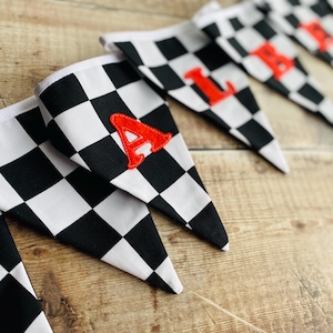 Racing Car Bunting, Checkered Flag Banner, Boy's Room Decor, Hotwheels room decor image 6