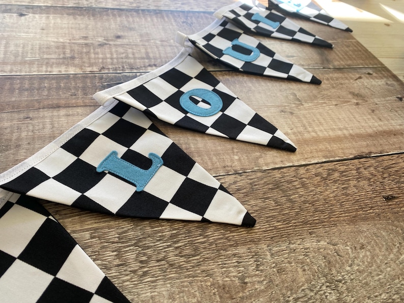 Racing Car Bunting, Checkered Flag Banner, Boy's Room Decor, Hotwheels room decor image 9