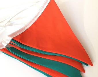 Wedding bunting, Wedding banner, Bunting flags, Orange bunting, Green bunting, Ornage and green bunting, Party decoration, Long bunting