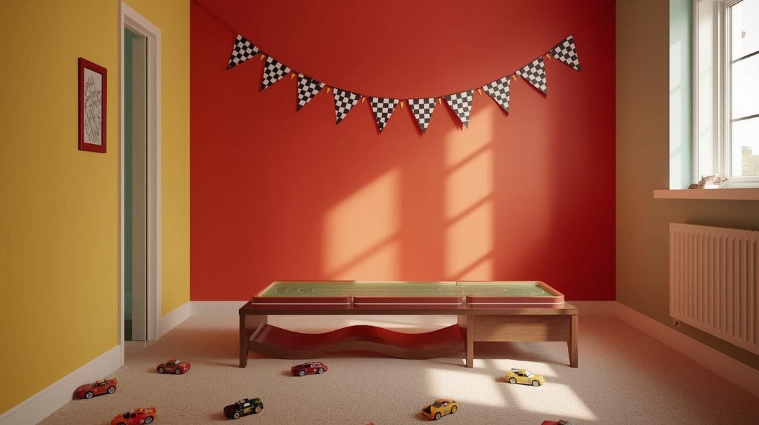 Room Racing Flags Racing Car Bunting, Checkered Flag Banner, Boy's Room Decor, Hotwheels ...