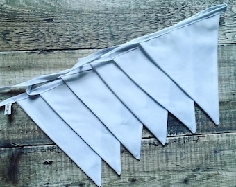 White Fabric Bunting, White wedding bunting, White bunting, White banners, Wedding & Garden Party Decoration