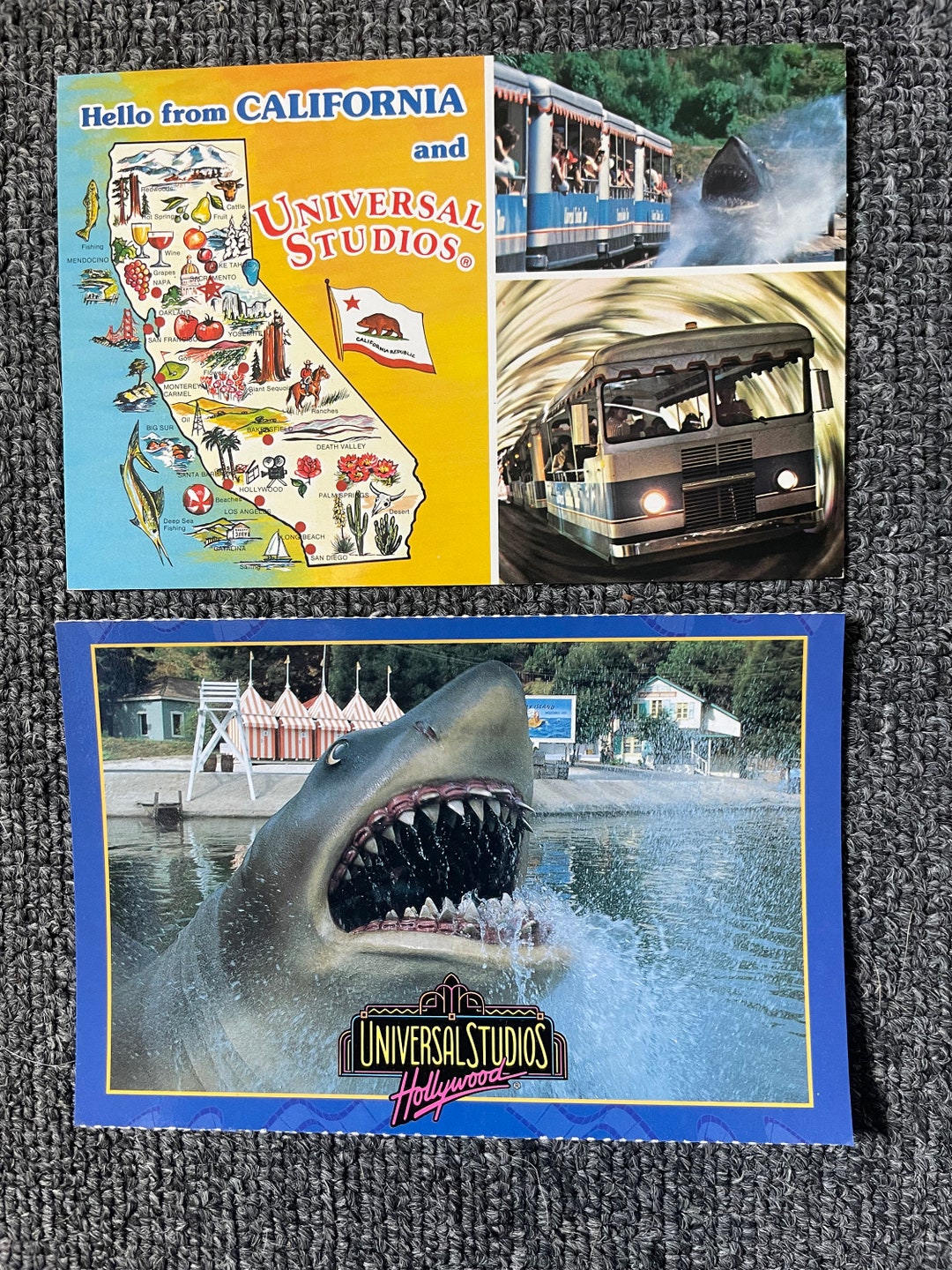 2 Universal Studios Hollywood JAWS Attraction Postcards! 1980's