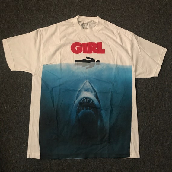Jaws Floral Shark Adult T Shirt Great Classic Movie