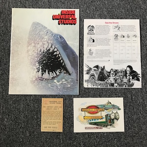 Universal Studios Hollywood California 1980 JAWS Program, Parking Ticket & More! Dracula! Frankenstein! Very Hard To Find!