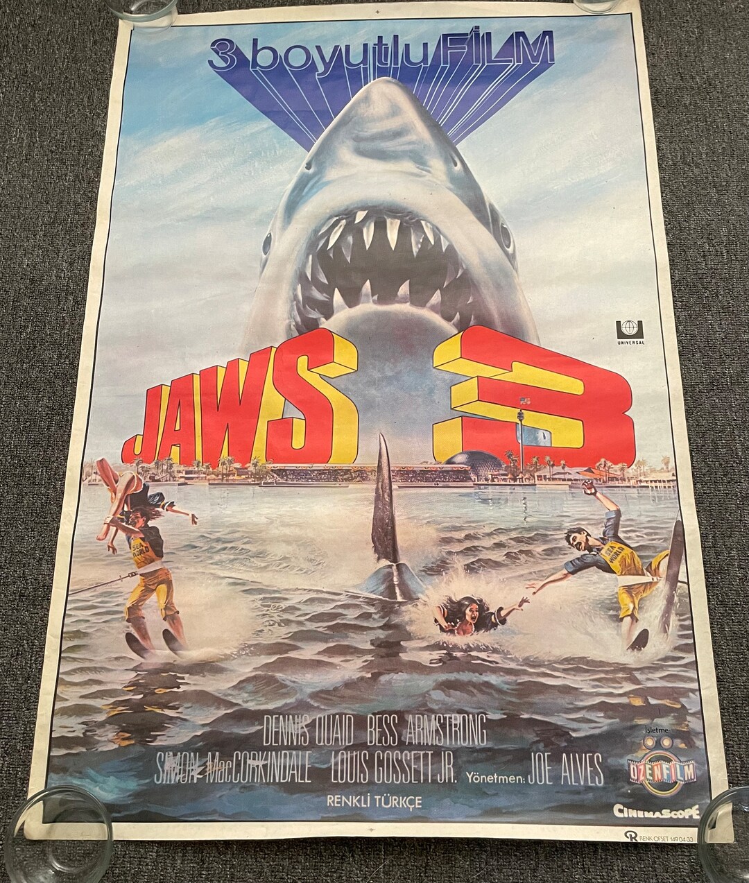 Original Turkish JAWS 3D Rolled One Sheet Poster! Great White