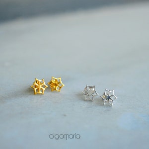 Stud Earrings Star Earrings Bijoux Gold Earrings Silver Earrings Jewelry Contemporary Gift for her Modern Fashion Handmade Made in Greece image 3