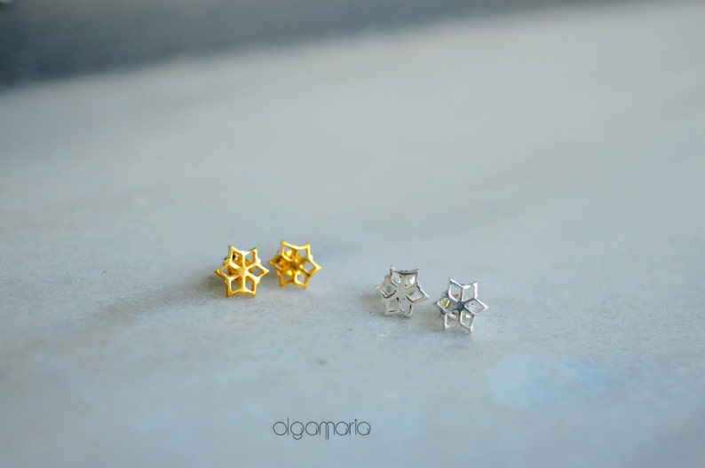 Stud Earrings Star Earrings Bijoux Gold Earrings Silver Earrings Jewelry Contemporary Gift for her Modern Fashion Handmade Made in Greece image 3