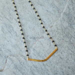 Black Onyx Jewelry Beaded necklace Bijoux Gemstone chain Gold plated Silver925 Minimal Jewelry Contemporary Made in Greece Modern Handmade image 1