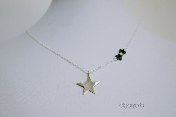 Star Necklace Silver Pendant Dainty Jewelry Bijoux Hematite Star