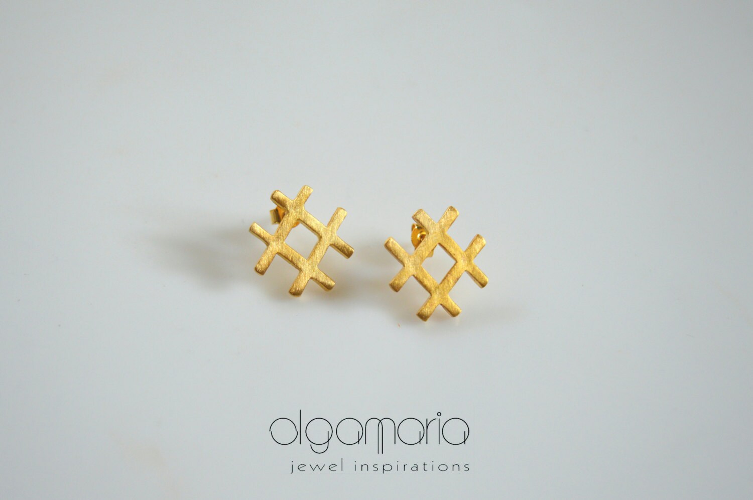 Stud Earrings Hashtag Earrings 14K Gold Silver925 Minimal Jewelry