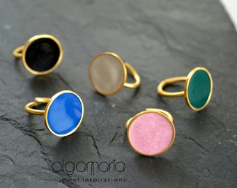 Circle Ring Geometric Ring Adjustable Open Ring Gold Ring Minimal Jewelry Gift for Her Modern Jewelry Fashion Jewelry Enamel Color
