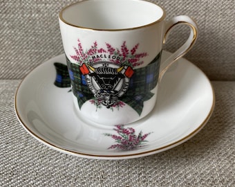 Tazza da caffè e piattino vintage del clan Macleod, mai usati