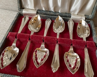 Vintage Fruit Spoons Unused Fabulous Cased ( TS)