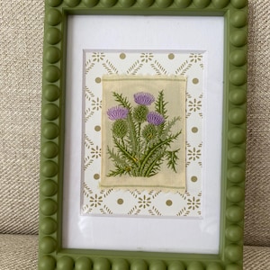 Scottish Thistle Rare Embroidered Silk 1930 Framed ( Last one !)