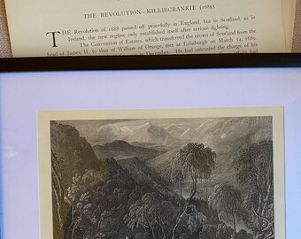 Jacobite Rising Killiecrankie Schlacht Antique Ephemera gerahmt