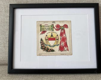 Menzies Clan Antique Silk 1904 Framed Rare