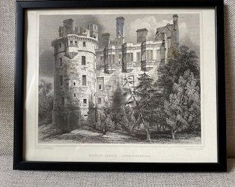 Huntly Castle ( clan Gordon) Aberdeenshire Antique Picture Framed ( CH2)