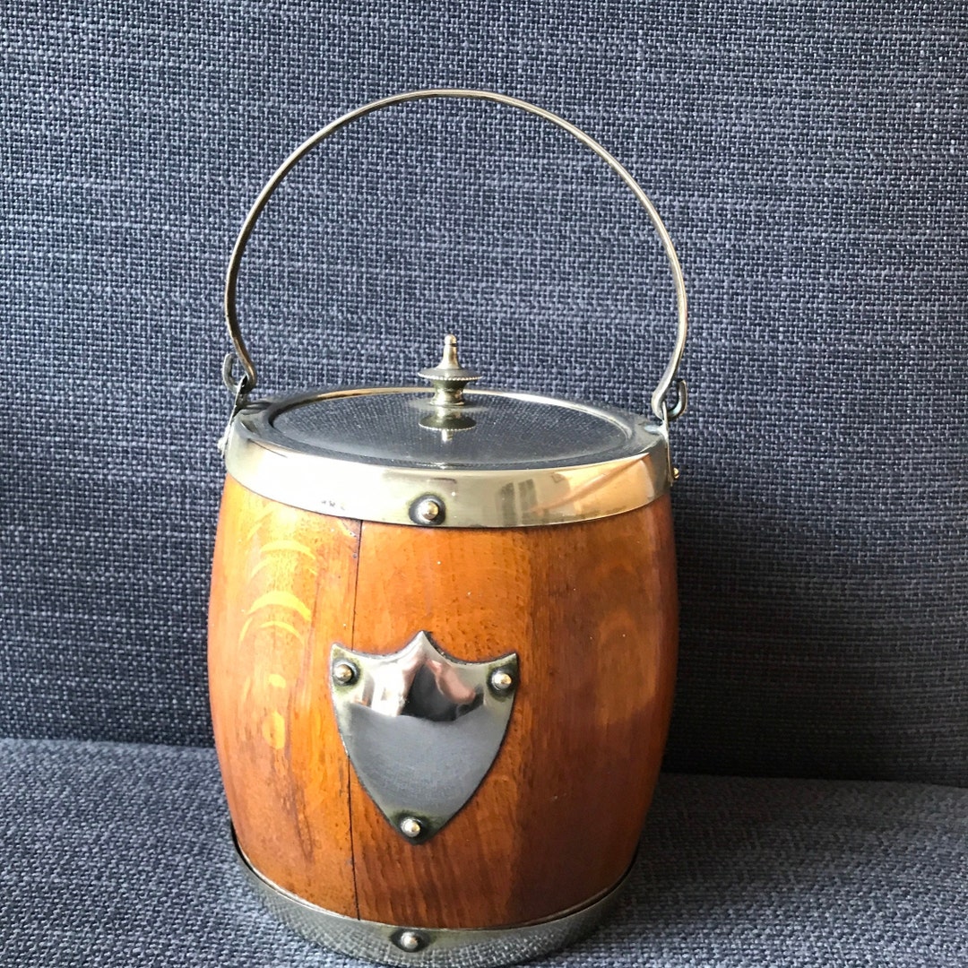Antique Ice Bucket Scottish Wood Silver Plate Etsy