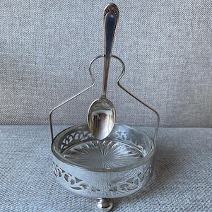 Silverplate Butter Dish with Handle Vintage Unused
