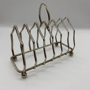 Estante para tostadas / Estante para cartas plateado vintage (b5)