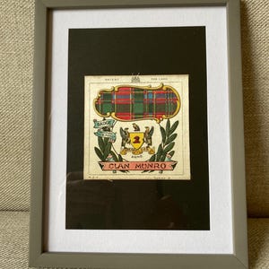 Munro Clan Tartan Seltene Antik Eingerahmt