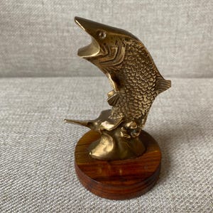 Brass Salmon Vintage “Small “Fishing , Angling Trophy