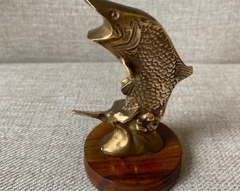 Brass Salmon Vintage “Small “Fishing , Angling Trophy