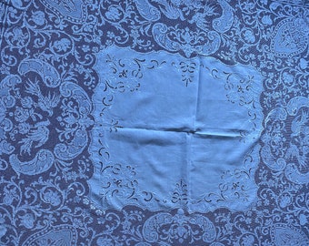 Large Vintage Lace Tablecloth Cotton White ( S1)