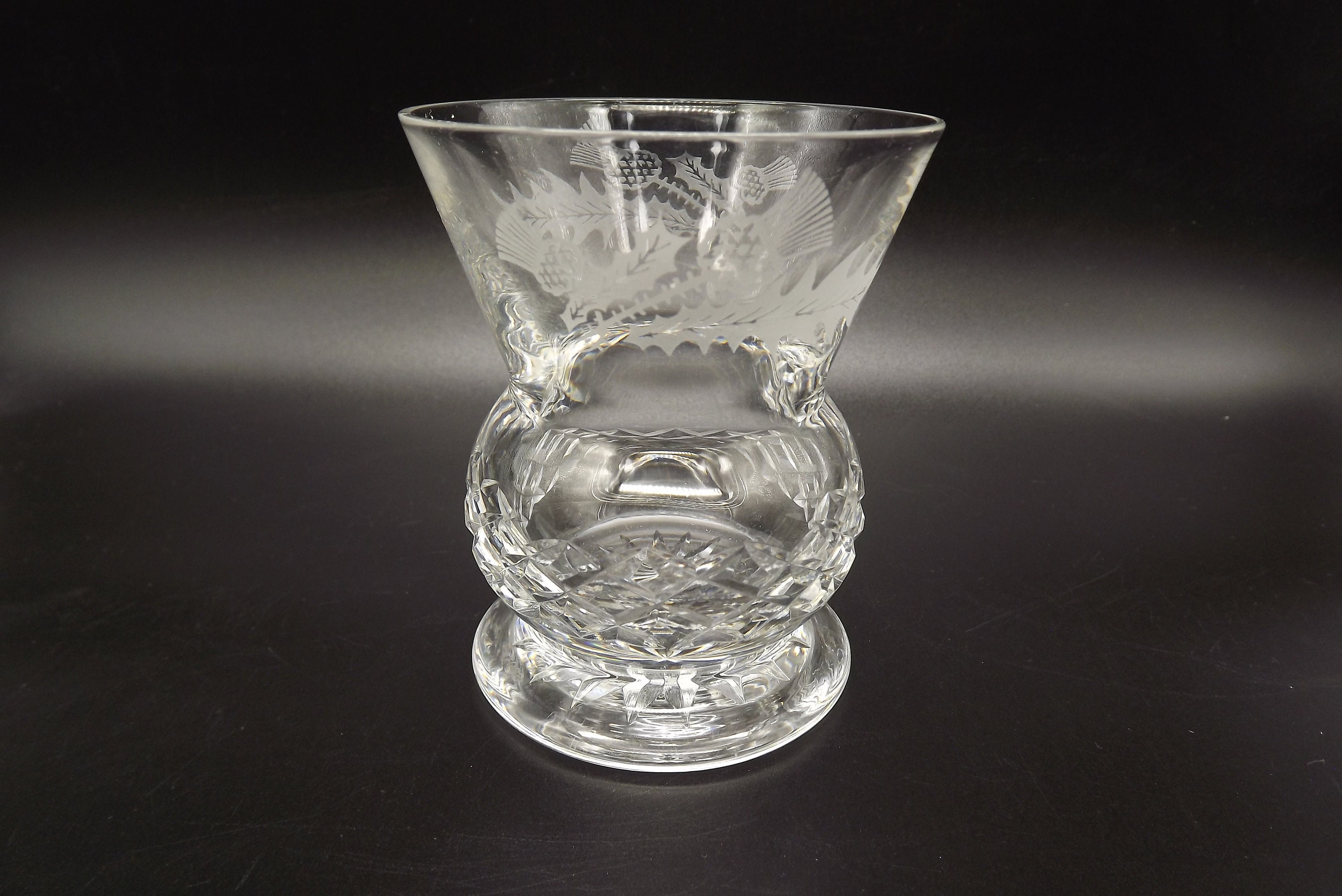 Edinburgh Crystal Thistle Vase Vintage unused Fabulous Etsy