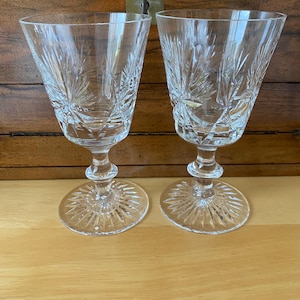 Pair Wine Glasses Edinburgh Crystal Vtg Unused Star of Edinburgh ( 5E)
