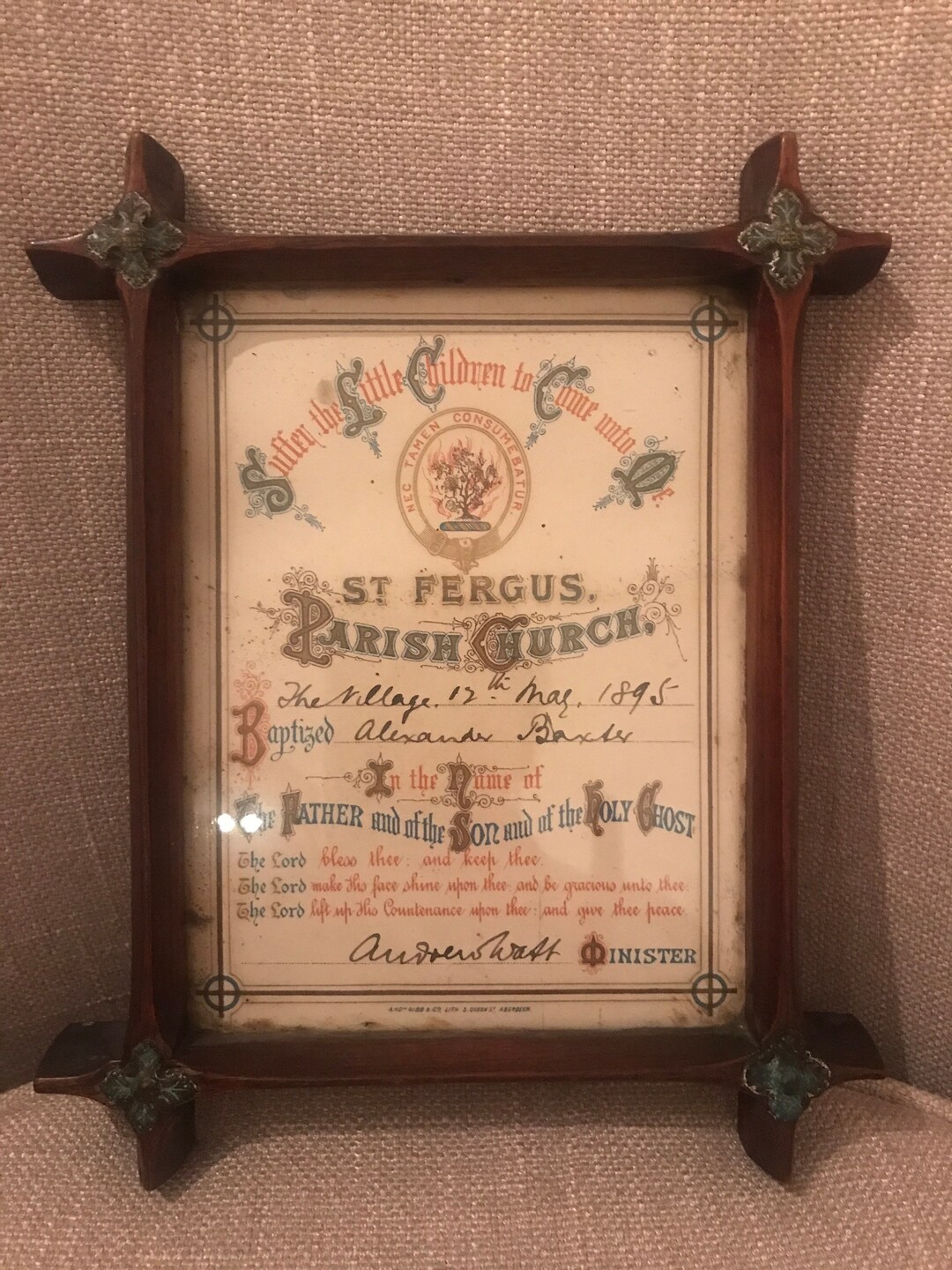Scottish Antique Christening Framed 1895 Etsy