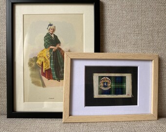 Lamont / Lamond Clan Ephemera Scottish gerahmter antiker Tartan