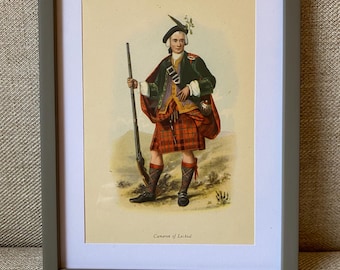 Cameron of Lochiel Clan Tartan Antique Picture Framed