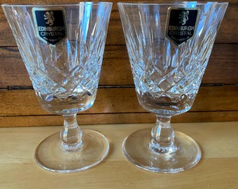Paar wijnglazen Edinburgh Crystal ongebruikt 1960 Fabulous (4E)