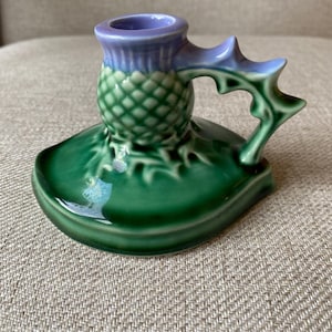 Rare Thistle Ceramic Candlestick Unused Vintage Isle of Lewis