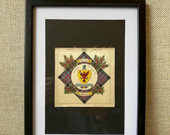 Macdonald Clan Tartan Antique Silk Framed Rare 1904