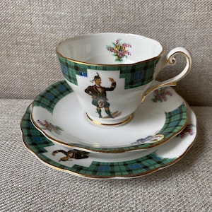 Mackay Clan Tartan Cup, Saucer , Plate Vtg Vgc