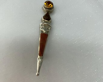 Scottish Brooch Pin Rare Antique Jacobite Silver Agate ( V5 