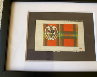 Maclean / Maclaine Clan Tartan Antique Framed