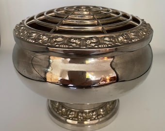 Floral Bowl Centrepiece Silver plate Vintage Table Decor
