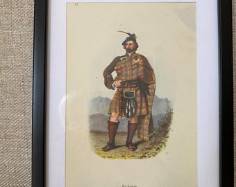 Buchanan Clan Tartan Framed Scottish Highlander ( B7)