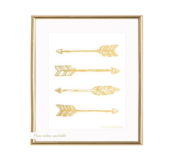 Items similar to ARROWS gold wall art, arrows printable, gold, home decor, digital, arrows art