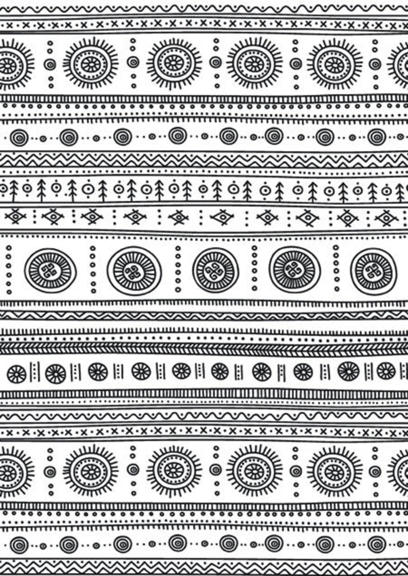 Boho Ornaments Printable Coloring Page for Adult and Kids, Print and Color in, PDF and JPG, Ethnic Style Colouring Page Instant Download image 2