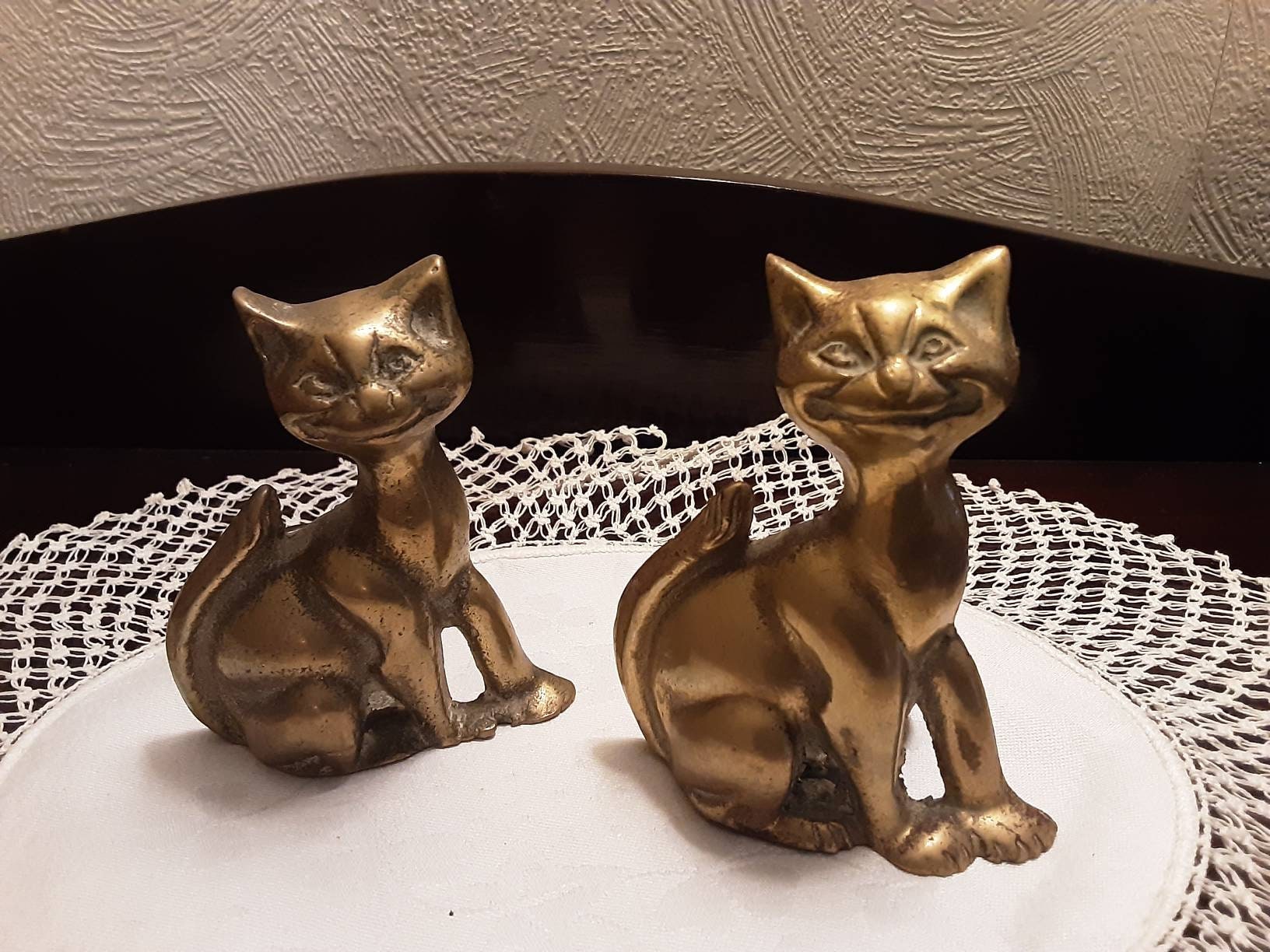Vintage Pair of Brass Cat Candle Holders Etsy