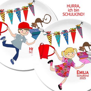 Gepersonaliseerd schoolbord met naam, gepersonaliseerd schoolservies, ontbijtbord, eerste schooldag, cadeau voor het nieuwe schooljaar, jongen, meisje, melamine