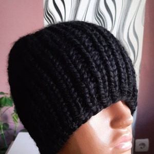 Wool slouchy beanie/Warm UNISEX knitted cap/Ribbed wool chunky beanie/Seamless handknitted beanie/Chunky Boho beanie/Handcrafted ski beanie