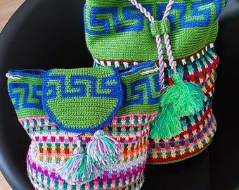 Boho Colorfully Crocheted Backpack/UNISEX Rucksack Inspiration Mochila/Boho gift Bag/Multicolored Boho backpack/Exclusive backpack gift