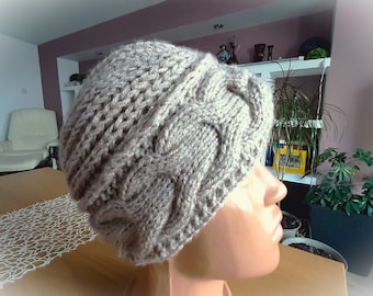 Turbante con trenzas/Gorro de lana de punto con trenzas/Gorra artesanal de lana y lurex/Gorro oriental de moda/Turbante de esquí elegante