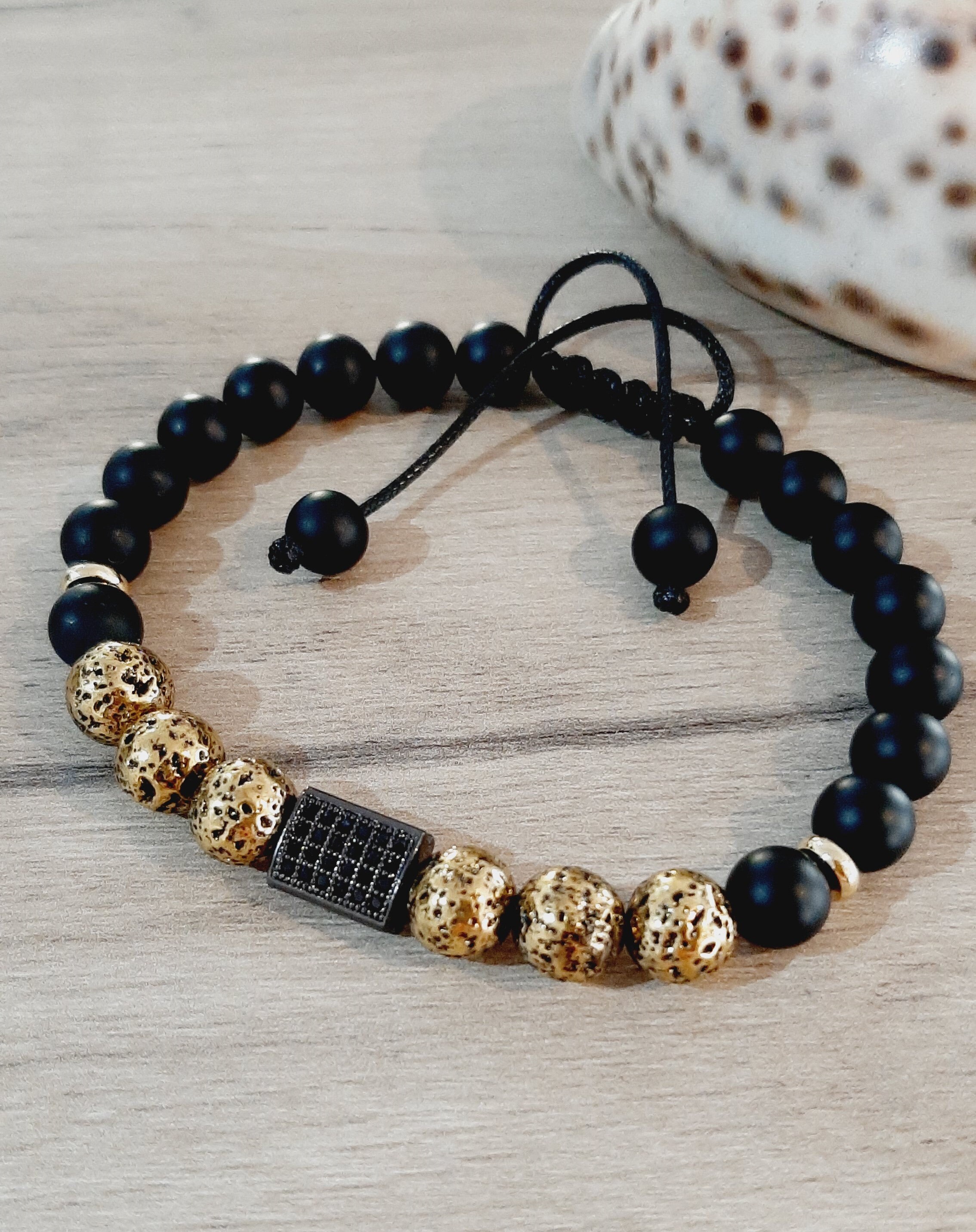 Shamballa ブレスレット Shamballa Gemstone UNISEX Bracelet/onyx, Lava Stone and