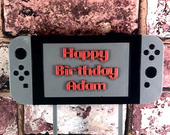 Gaming - Gamer - Handheld Video Game Controller - Birthday Cake Topper - Personalised - Cake Decorations - Party Supplies